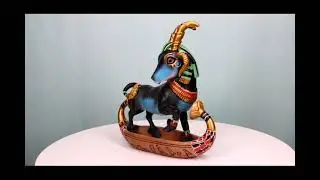 Ebros Egyptian Ram Headed God of Water And Procreation Khnum On Solar Boat Figurine