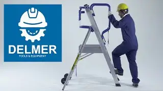 Delmer Mobile Platform stepladder with guardrail protection