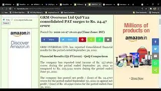 GRM Overseas Latest news l Q2 Results