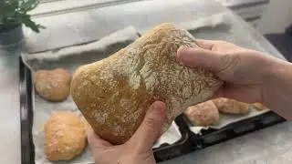 İtalya’nın Meşhur Sandviç ekmeği!Sadece 4 Katlamayla Nefis Ciabatta Ekmeği #ekmek