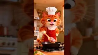 chef cat makes pork adobo