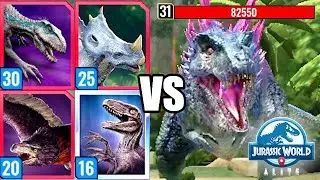 LOW LEVELS vs HARD MODE ISLE OF TRIALS MORTEM BOSS (JURASSIC WORLD ALIVE)