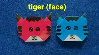 cara membuat kepala harimau dari kertas origami II Tiger (face)