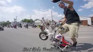 DUDE DATE 2018 STREET RIDE - WORLD'S LARGEST PITBIKE RIDE - LOUISVILLE KENTUCKY STUNT RIDING