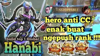 solo rank !!! hanabi hero anti stun, enak buat ngepush rank - mobile legend