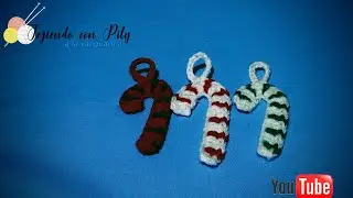Bastones navideños tejidos a crochet para adorno o guirnalda