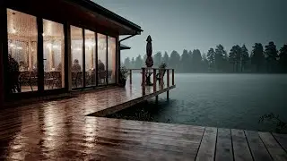 Forest Lake Wooden Cabin Heavy Rainstorm | Relaxing Rain Sounds for Sleep and Calm Night