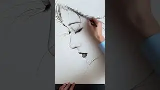 Flowing hair gently drawn makes the sketch girl come alive#healingart #romanticdrawing
