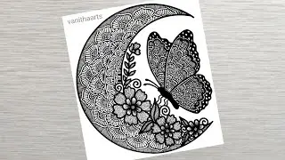 Butterfly Mandala Art | Creative Mandala Art Step-by-Step Tutorial #vanithaarts #butterfly #halfmoon