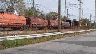 Chicago South Shore SD units lead manifest west through Gary, IN. 10-20-20