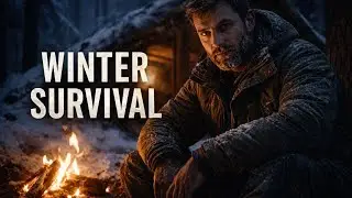 Building a Survival Shelter Alone in Winter Forest (ASMR Camping)