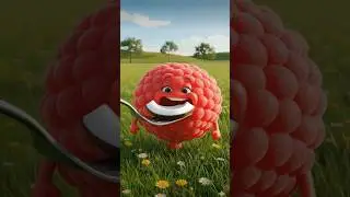 Raspberry Fruit Eats Coconut Slice | Satisfying 4K Macro Nature Video | ASMR Fruits #3danimation