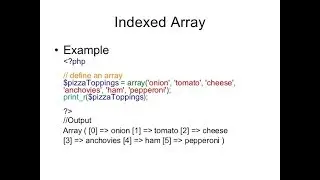 PHP- INDEXED ARRAY