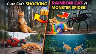 Cute Cat&rsquo;s Shocking Adventure 😱 | Rainbow Cat vs Monster Spider 🐱🕷️! . 11M views . 23 hours ago