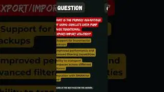 Oracle Data Pump: Why is it Better than Traditional Export/Import? #OracleDBA #InterviewQuestions