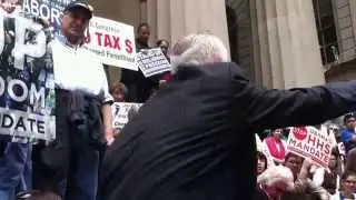 Pastor Bill Devlin at Stand Up for Religious Freedom Wall St. Rally