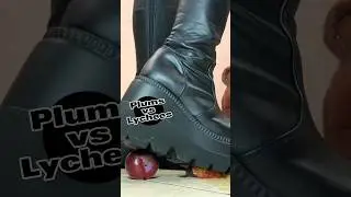 Juicy Plums vs. Crunchy Lychees! Oddly Satisfying Boots Crushing Food! ASMR