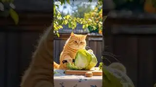 Cats in the garden and making their own food menu #cat #ai