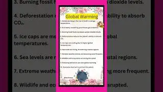 Global Warming essay in english/10 lines on Global Warming/Few lines about Global Warming