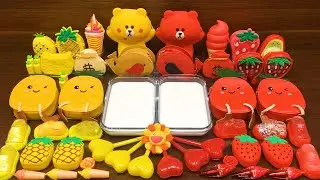 Red vs Yellow ! Mixing Random Things into GLOSSY Slime! Satisfying Slime Videos #183