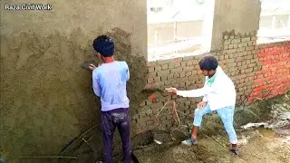 Amazing Techniques Wall  Plastering Work//Indian style construction work