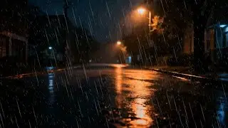 Heavy Rain Falling Over an Abandoned Night Street for Total Relaxation | ASMR