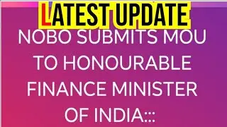 MOU - HONOURABLE FINANCE MINISTER OF INDIA|| SUBMISSION - NOBO
