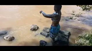Bathing at the River ,African village #livevillagelife
