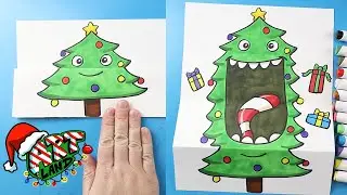 How to Draw a Christmas Tree Surprise Fold 🎄