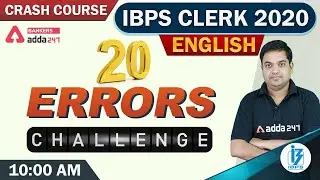IBPS CLERK 2020 | English | 20 Errors Challenge for IBPS Clerk Preparation 2020