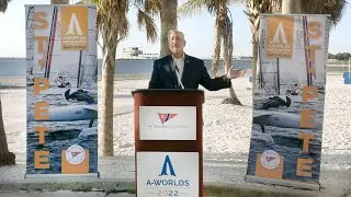 Rick Kriseman, mayor of St. Petersburg, welcomes Aworlds 2022 A-Class Catamaran World Championships