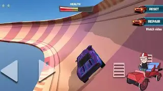 Mega Ramp-Car racing 15 level police car  can not pass, finally changed the purple sports car sprint