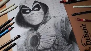 Realistic Drawing Of Moon Knight|Marval Superhero| Oscar Isaac |Timelapse