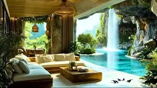 Tropical Oasis with Waterfall Sounds - Relaxing Resort Ambience for Sleep & Focus