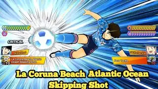 New Skill Tsubasa Ozora : La Coruna Beach Atlantic Ocean Skipping Shot!  Captain Tsubasa Dream Team