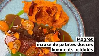 Magret, écrasé de patates douces, kumquats acidulés