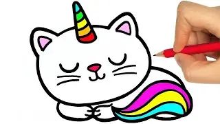 HOW TO DRAW A UNICORN CAT EASY STEP BY STEP