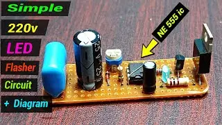 Simple 220v LED Flasher Circuit,, (( Using 555 ic ))
