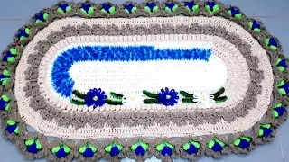 Crochet Oval Flower Rug 3/3 (Left Handed)
