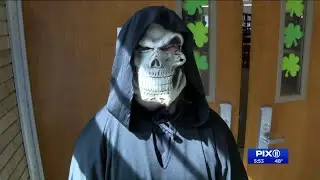 `Grim Reaper` wanders Long Island school as part of substance abuse awareness campaign