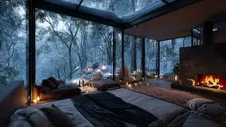 Freezing Winter Wind Outside with Fireplace Fire Sounds Inside a Peaceful Room for Sleep ASMR