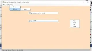 Menu, Popup Menu, Cut, Copy, Paste and Delete options in VB.Net