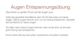Speed Reading lernen | Augenenstpannungsübungen und weitere Techniken