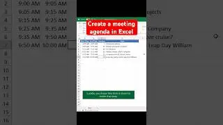 Create a meeting agenda in Excel or Google sheets with this formula #workhacks #exceltips #excel