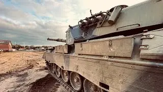 Leopard tank into the morning Sun