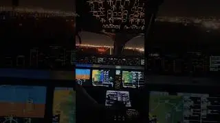 Beautiful night time landing at Toronto Pearson AirPort. Airbus 220 cockpit #planescrew #aircanada