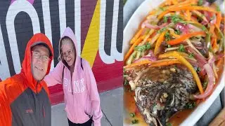 German mom tries Filipino seafood! 🇵🇭 #escabeche #filipino #vlog