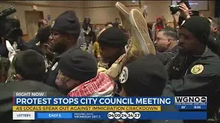 Protest stops city council meeting