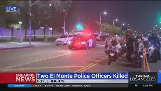 Police procession to escort bodies of 2 El Monte Police officers to coroner