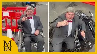Man dresses up as Peter Kay's Brian Potter to demand sinkhole fixed